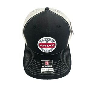 Ariat Men's Richardson 112 Rubber Patch Snapback Cap Hat Black & White New